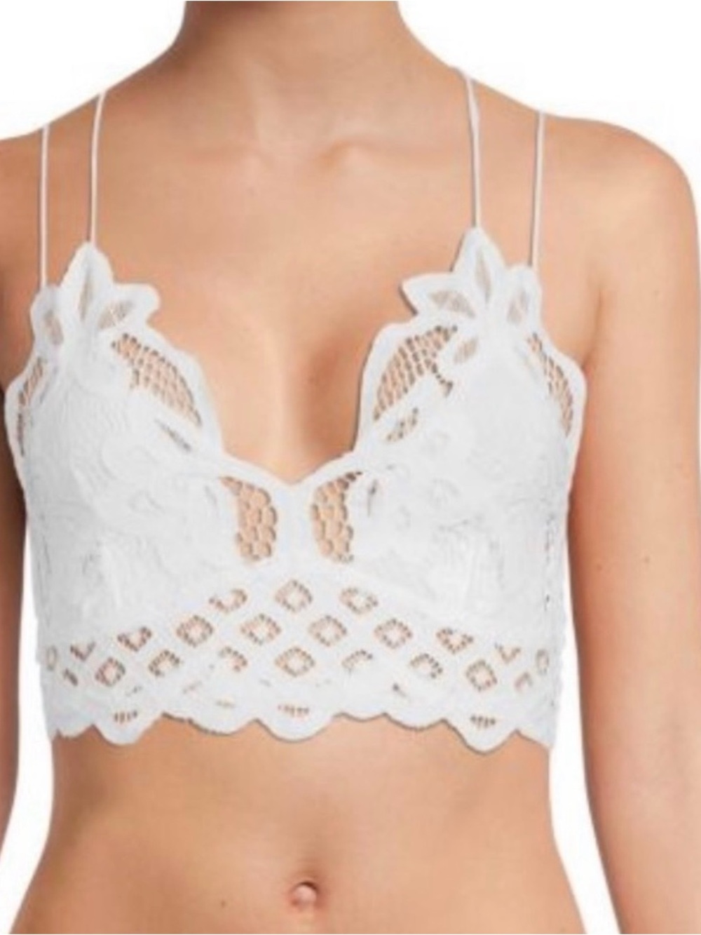 NWT • Free People Intimately Boho 
Adella Bralette XXS white lace